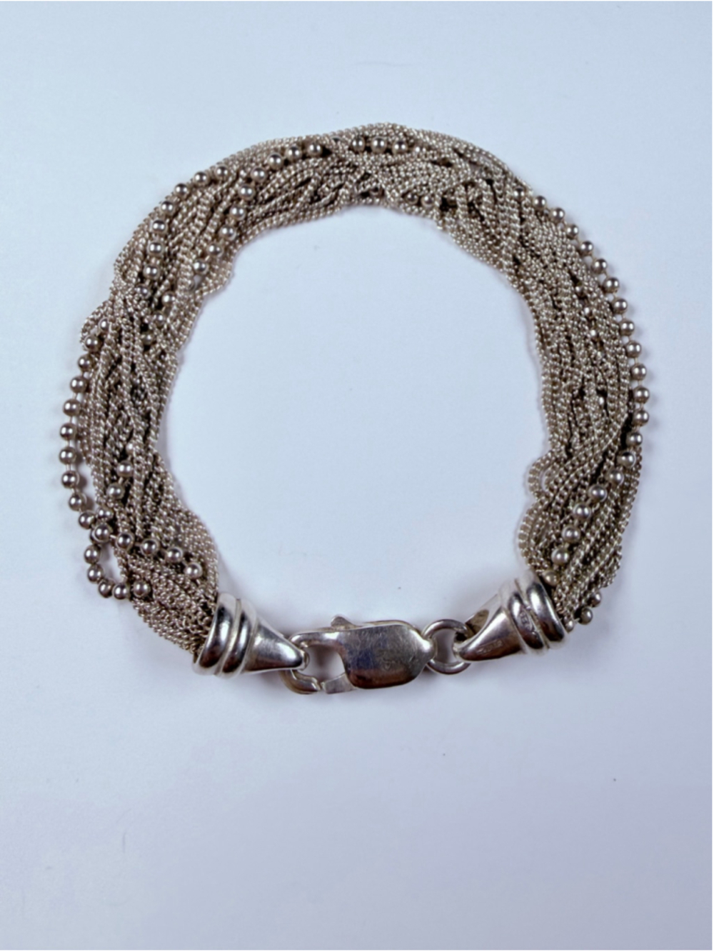 Designer Gimet 17 Multi Chain Strand 925 Sterling Silver Torsade Bracelet Italy
